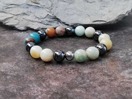 10mm Amazonite and Hematite Bracelet