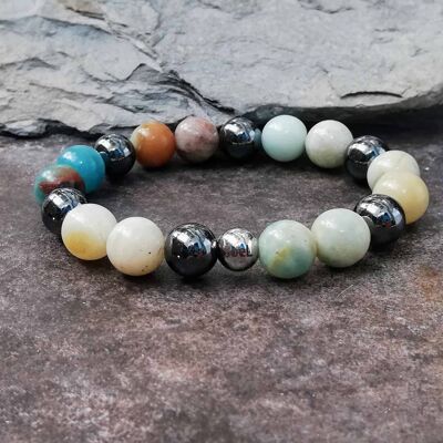 10mm Amazonite and Hematite Bracelet