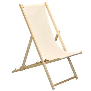 Chaise longue de plage Harbour Housewares - Crème avec cadre en bois de hêtre 4