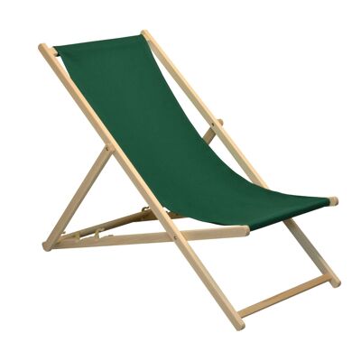 Chaise longue de plage Harbour Housewares - Vert avec cadre en bois de hêtre