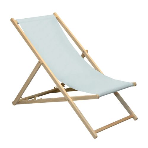 Harbour Housewares Beach Deck Chair - Grey with Beech Wood Frame