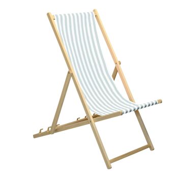 Chaise longue de plage Harbour Housewares - Rayures grises/blanches avec cadre en bois de hêtre 3