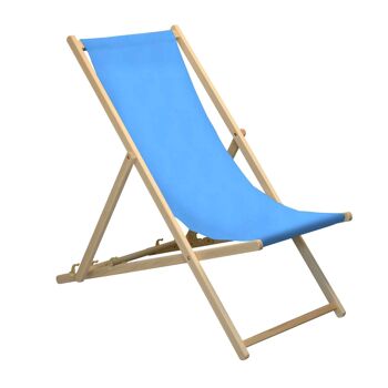 Chaise longue de plage Harbour Housewares - Bleu clair avec cadre en bois de hêtre 3