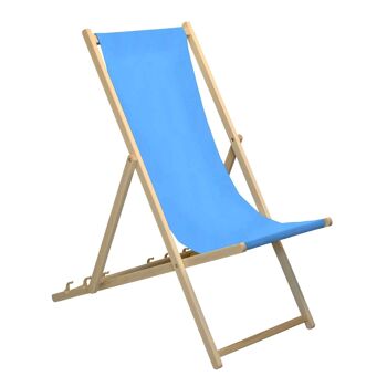 Chaise longue de plage Harbour Housewares - Bleu clair avec cadre en bois de hêtre 4