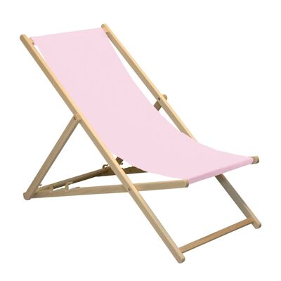 Chaise longue de plage Harbour Housewares - Rose clair avec cadre en bois de hêtre