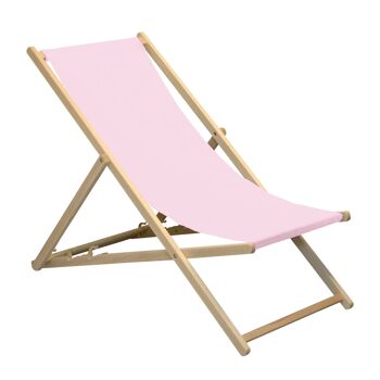Chaise longue de plage Harbour Housewares - Rose clair avec cadre en bois de hêtre 1
