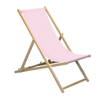 Chaise longue de plage Harbour Housewares - Rose clair avec cadre en bois de hêtre 2