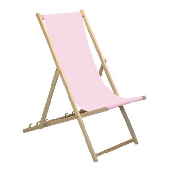 Chaise longue de plage Harbour Housewares - Rose clair avec cadre en bois de hêtre 3