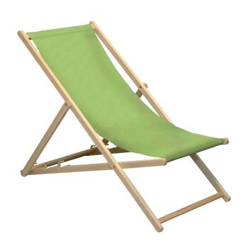 Chaise longue de plage Harbour Housewares - Vert lime avec cadre en bois de hêtre 1