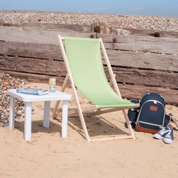 Chaise longue de plage Harbour Housewares - Vert lime avec cadre en bois de hêtre 2