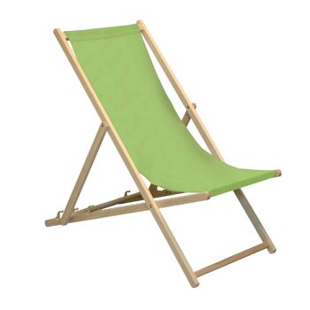 Chaise longue de plage Harbour Housewares - Vert lime avec cadre en bois de hêtre 3