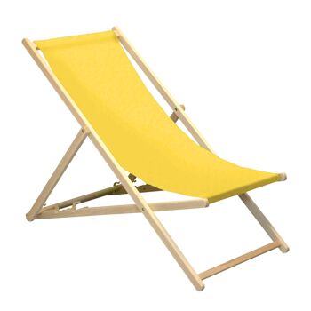 Chaise longue de plage Harbour Housewares - Moutarde avec cadre en bois de hêtre 1