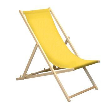 Chaise longue de plage Harbour Housewares - Moutarde avec cadre en bois de hêtre 2