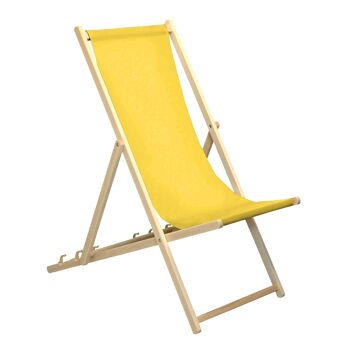 Chaise longue de plage Harbour Housewares - Moutarde avec cadre en bois de hêtre 3
