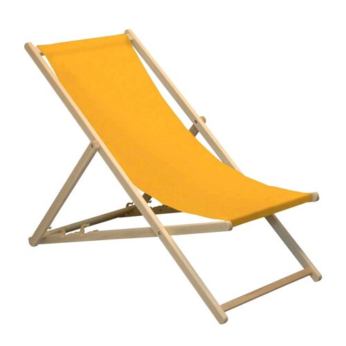 Harbour Housewares Beach Deck Chair - Orange with Beech Wood Frame