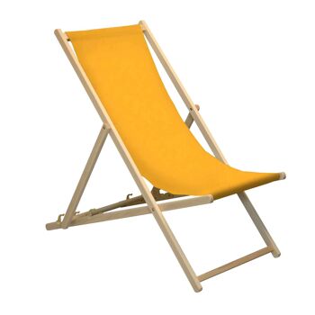Chaise longue de plage Harbour Housewares - Orange avec cadre en bois de hêtre 3