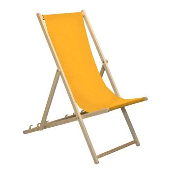 Chaise longue de plage Harbour Housewares - Orange avec cadre en bois de hêtre 4