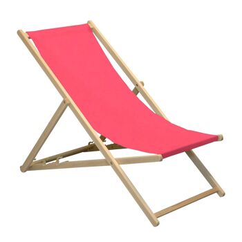 Chaise longue de plage Harbour Housewares - Rose avec cadre en bois de hêtre 1
