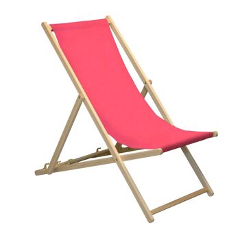 Chaise longue de plage Harbour Housewares - Rose avec cadre en bois de hêtre 3
