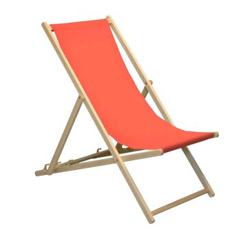 Chaise longue de plage Harbour Housewares - Rouge avec cadre en bois de hêtre 3