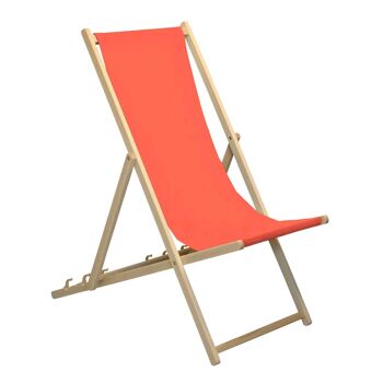 Chaise longue de plage Harbour Housewares - Rouge avec cadre en bois de hêtre 4