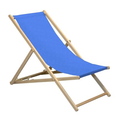 Chaise longue de plage Harbour Housewares - Bleu royal avec cadre en bois de hêtre