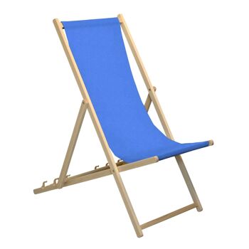 Chaise longue de plage Harbour Housewares - Bleu royal avec cadre en bois de hêtre 4