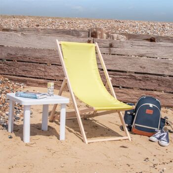 Chaise longue de plage Harbour Housewares - Jaune avec cadre en bois de hêtre 2