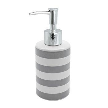 Distributeur de savon à pompe en céramique Harbor Housewares - Rayure grise 1