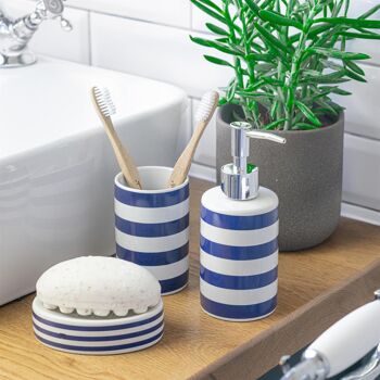 Porte-savon en céramique Harbor Housewares - Bleu et blanc 3