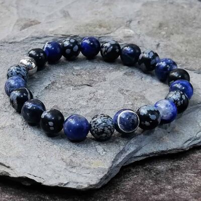 Bracelet Sodalite et Obsidienne Flocon de Neige