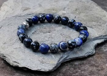 Bracelet Sodalite et Obsidienne Flocon de Neige 1