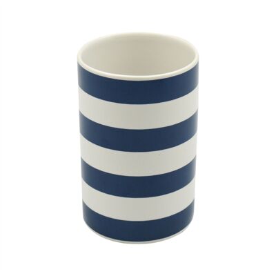 Harbour Housewares Ceramic Toothbrush Holder - Blue and White
