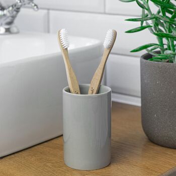 Gobelet à brosse à dents en céramique pour salle de bain Harbor Housewares - Gris 2