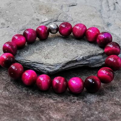 Pulsera Con Cuentas Ojo De Tigre Rosa 10mm