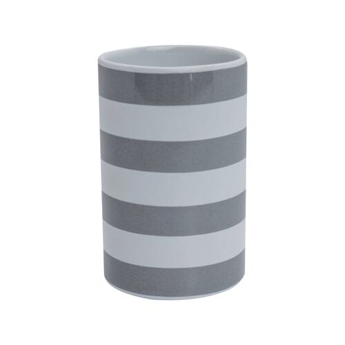 Harbour Housewares Ceramic Toothbrush Tumbler - Grey Stripe