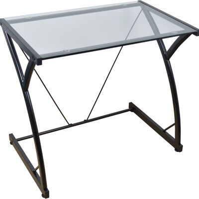 Harbour Housewares Classic Glass Computer Desk - Black