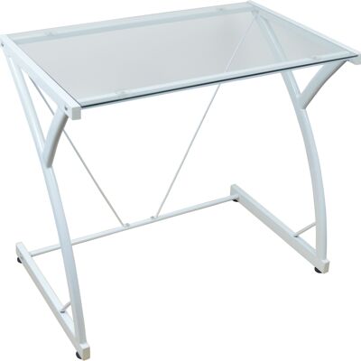 Bureau d'ordinateur classique en verre Harbor Housewares - Blanc