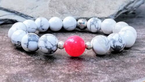 Howlite Beaded Bracelet with Pink Agate