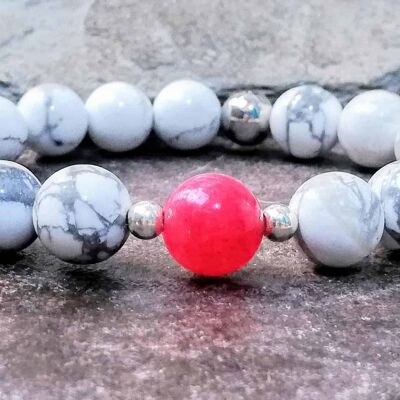 Howlite Beaded Bracelet with Pink Agate