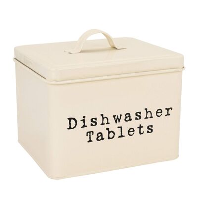 Harbour Housewares Boîte de rangement en métal pour tablette de lave-vaisselle de style vintage - Crème - 180 mm