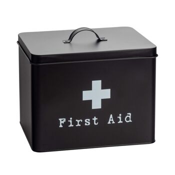 Harbor Housewares Boîte de rangement vintage en métal pour médicaments de premiers secours – Noir 1