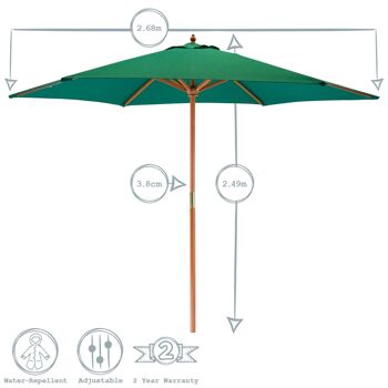 Parasol de jardin Harbour Housewares - cadre en bois 7