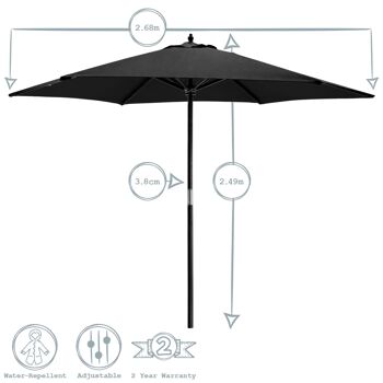 Parasol de Jardin Harbour Housewares - Cadre en Bois - Noir 3