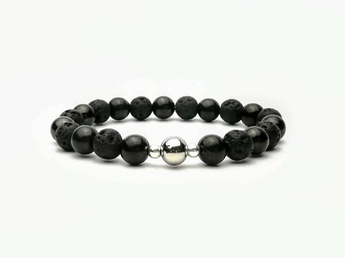 Shungite Beaded Bracelet with Lava Stone