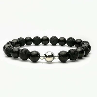 Bracelet en perles de shungite avec pierre de lave