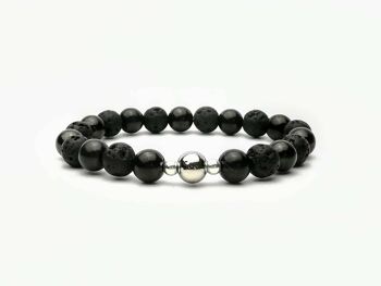 Bracelet en perles de shungite avec pierre de lave 1