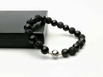 Bracelet en perles de shungite avec pierre de lave 2