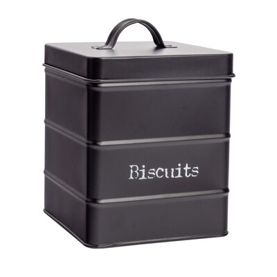 Harbour Housewares Vintage Metal Kitchen Biscuit Tin - Black