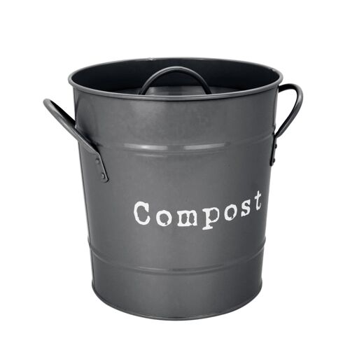 Harbour Housewares Vintage Metal Kitchen Compost Bin With Lid - Black